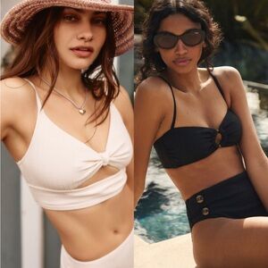 Sanctuary Bundle of 2 Bikini Tops Black and Cream Sz large